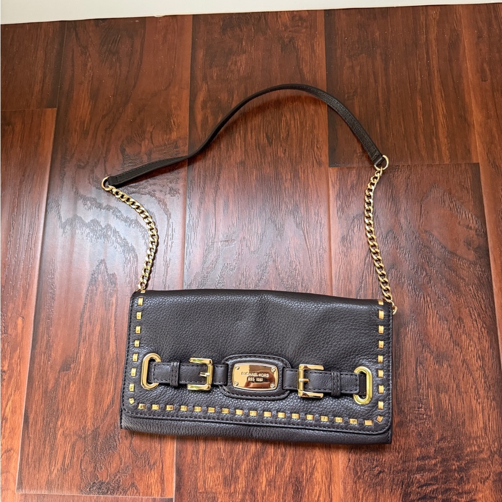 Michael Kors Dark Brown Leather Chain Strap Bag